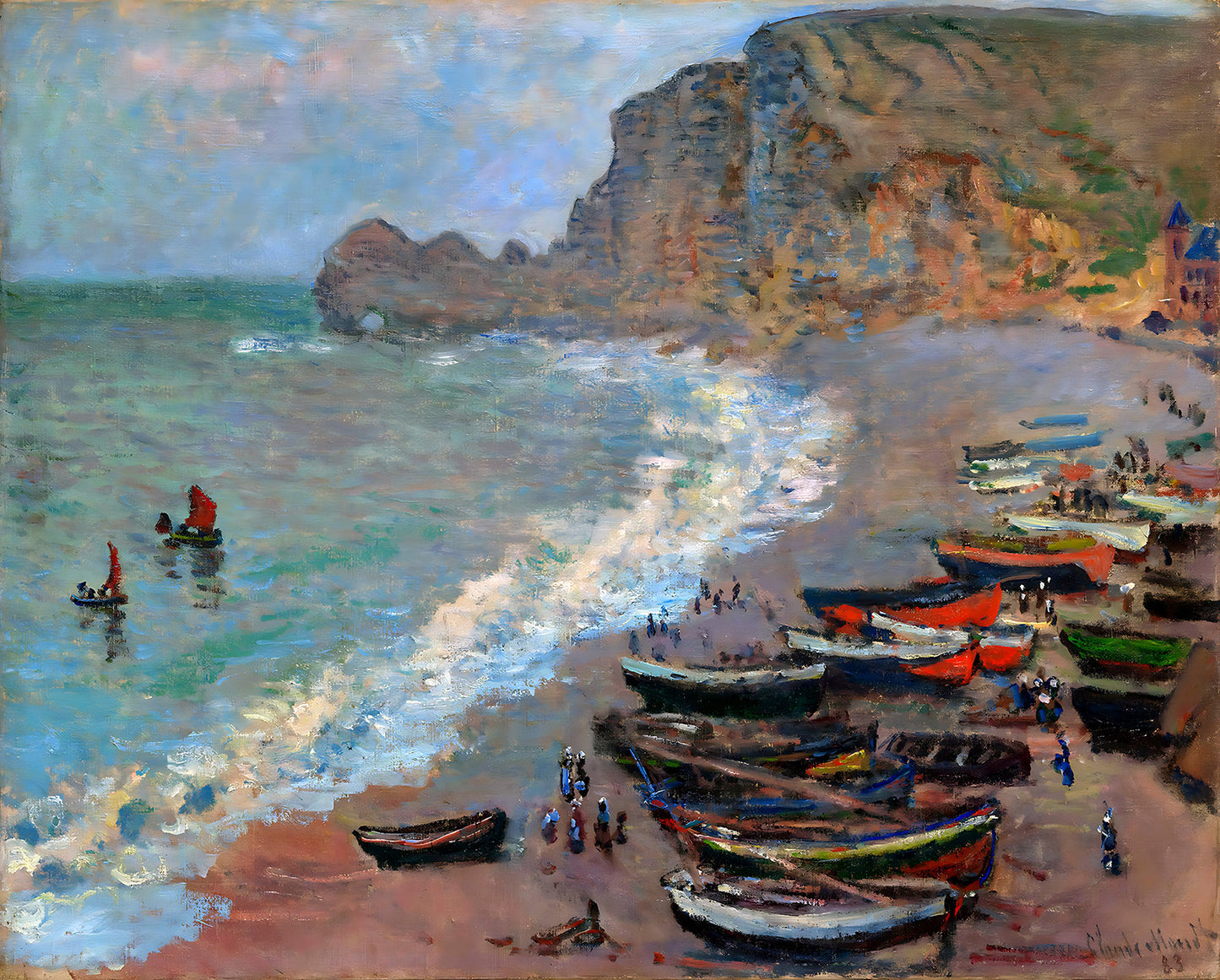 The Beach at Etretat Painting by Claude Monet 8x10" Art Print