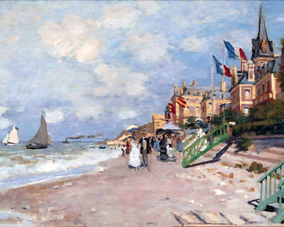 The Boardwalk on the Beach at Trouville Painting by Claude Monet 8x10" Art Print