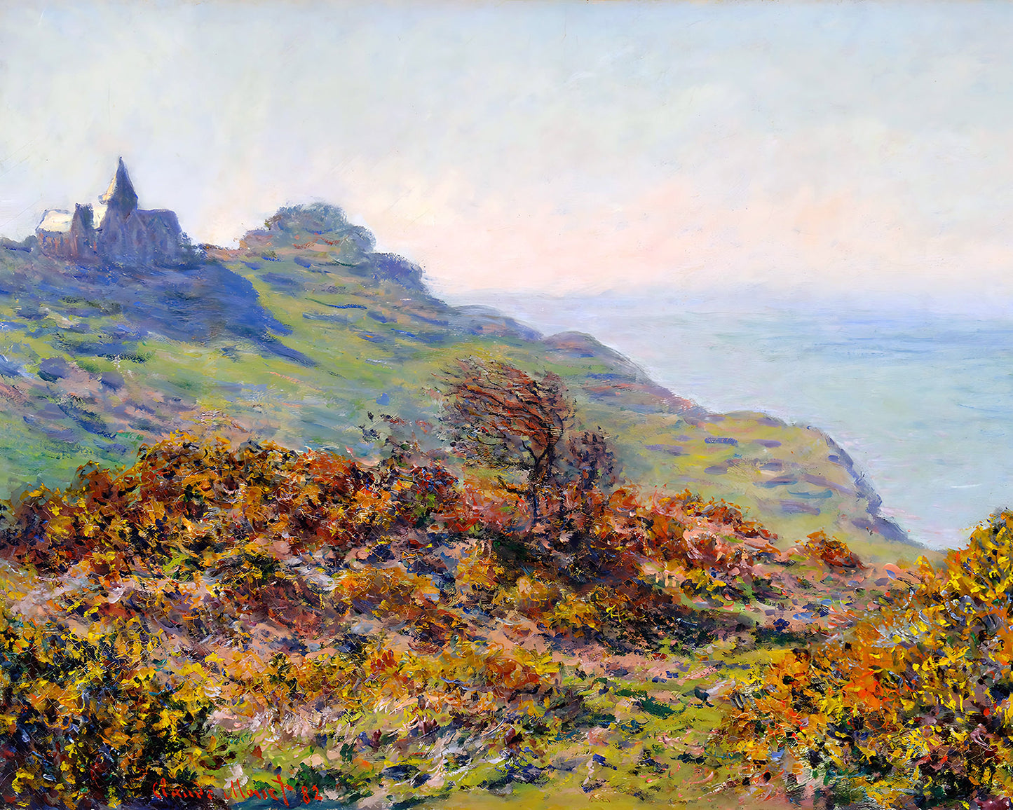 The Church at Varengeville and the Gorge of Les Moutiers Painting by Claude Monet 8x10" Art Print