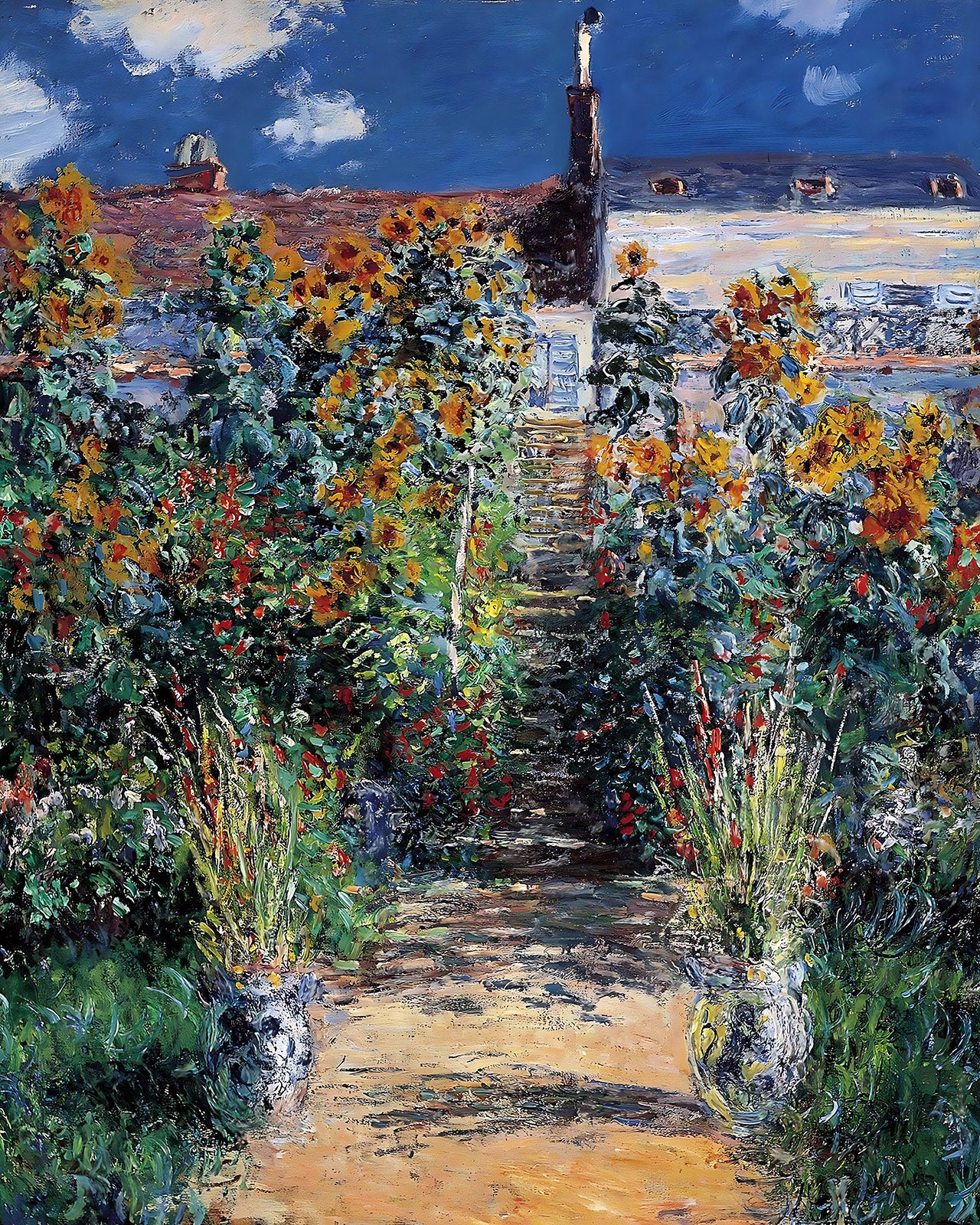 The Garden at Vetheuil Painting by Claude Monet 8x10" Art Print