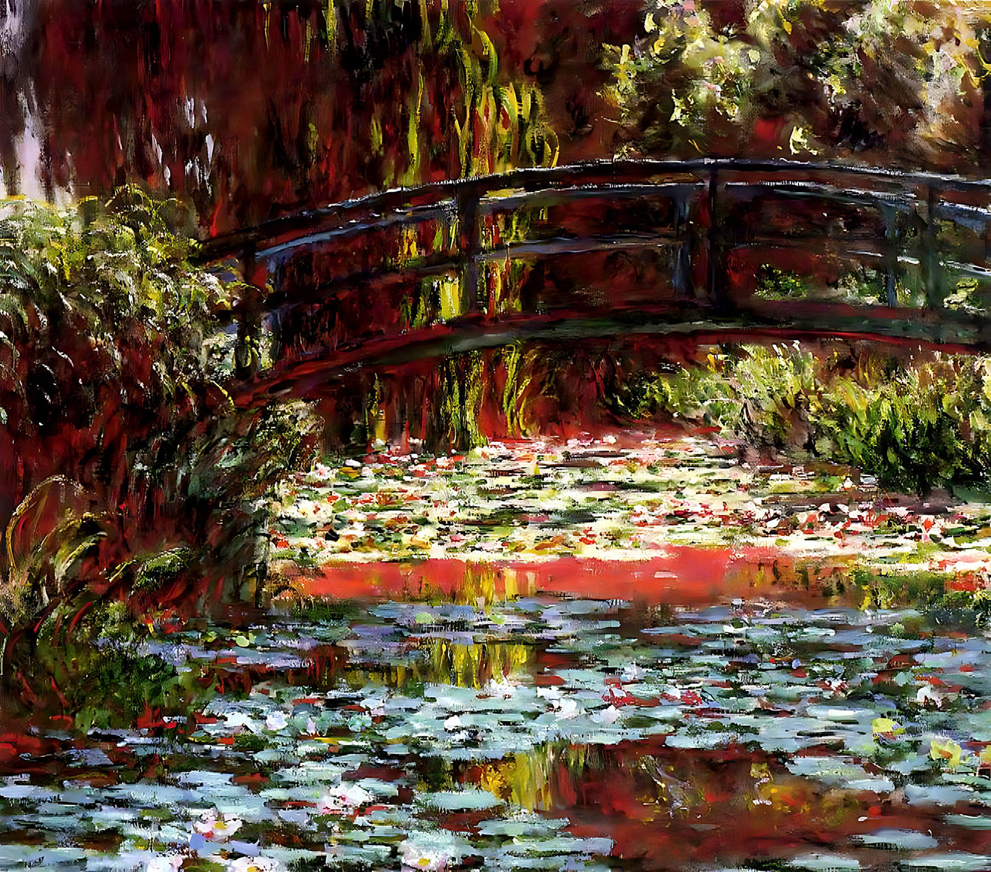 The Japanese Bridge (The Bridge over the Water-Lily Pond) Painting by Claude Monet 8x10" Art Print