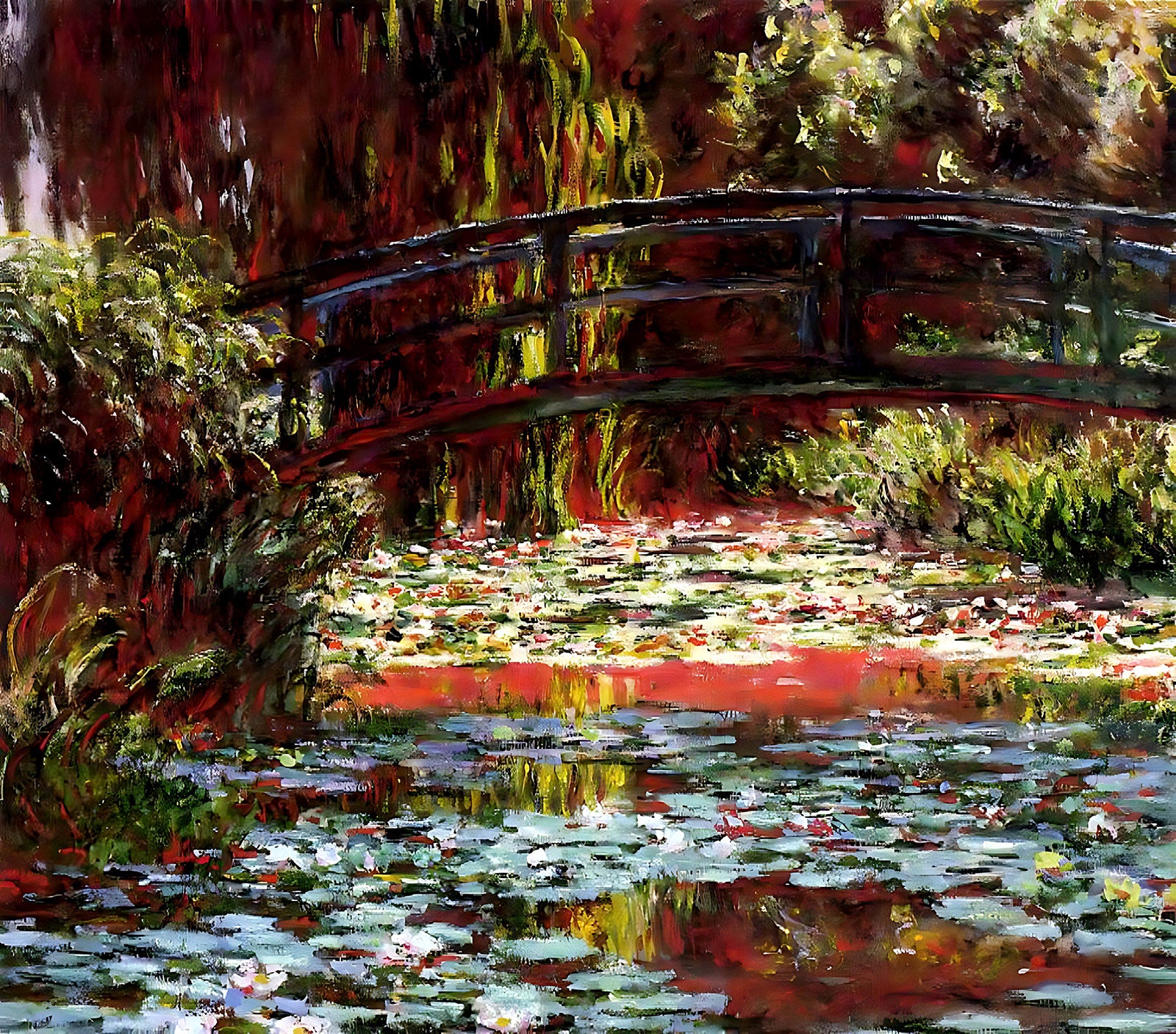 The Japanese Bridge (The Bridge over the Water-Lily Pond) Painting by Claude Monet 8x10" Art Print