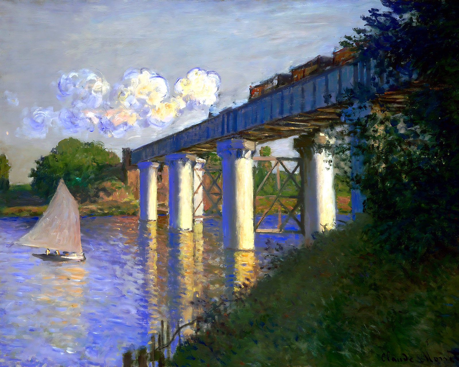 The Railway Bridge at Argenteuil (1874) Painting by Claude Monet 8x10" Art Print