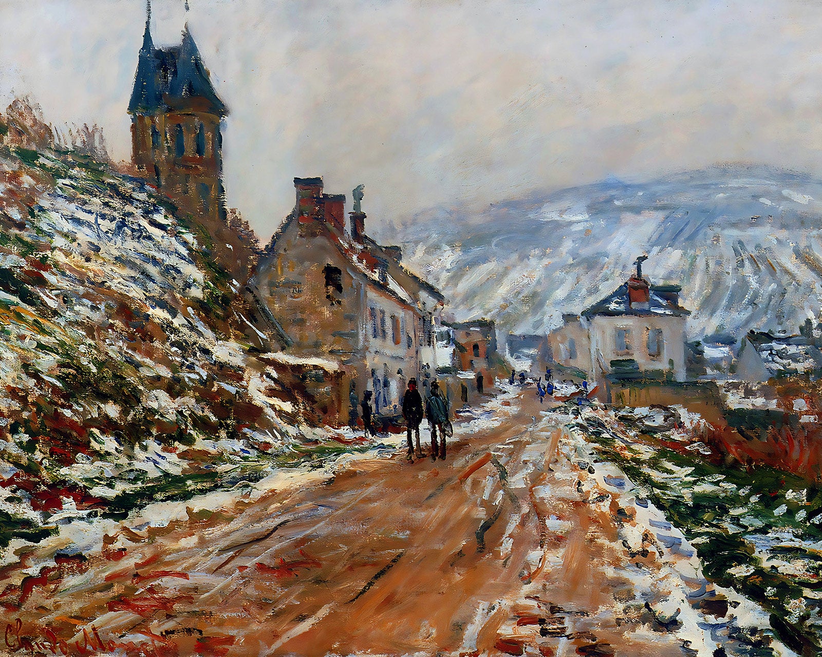 The Road in Vetheuil in Winter Painting by Claude Monet 8x10" Art Print