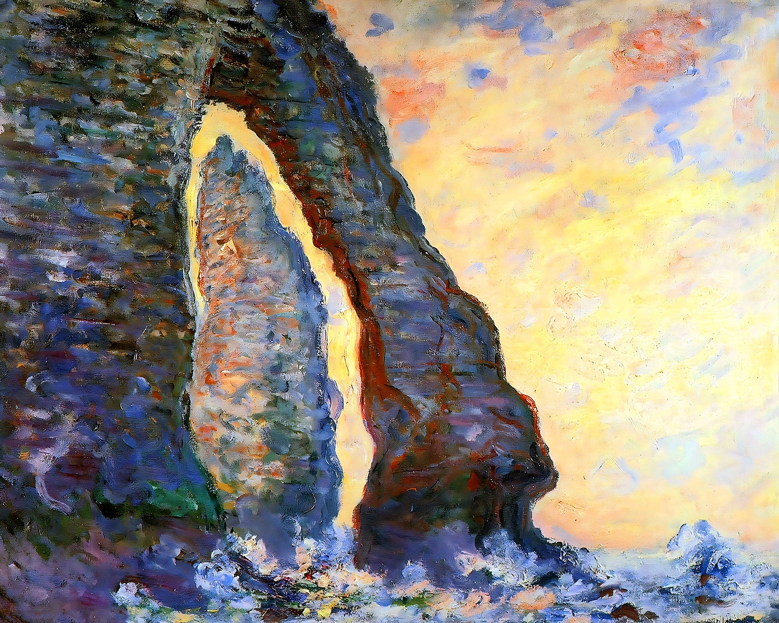 The Rock Needle Seen through the Porte d'Aval Painting by Claude Monet 8x10" Art Print