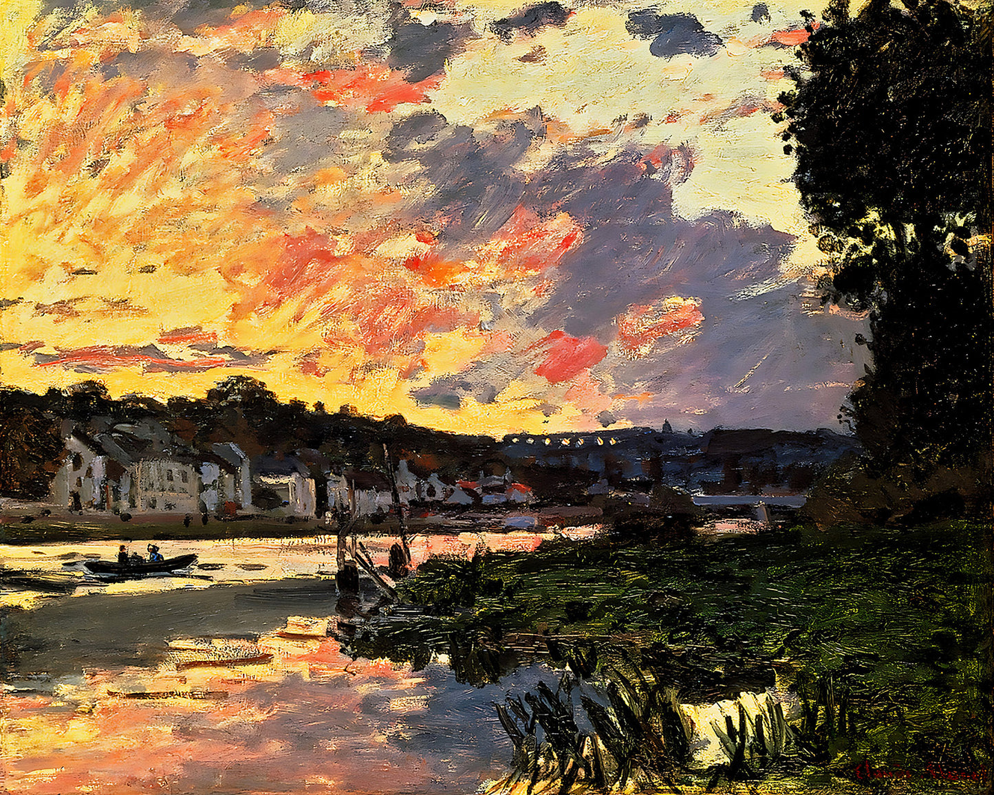 The Seine at Bougival in the Evening Painting by Claude Monet 8x10" Art Print