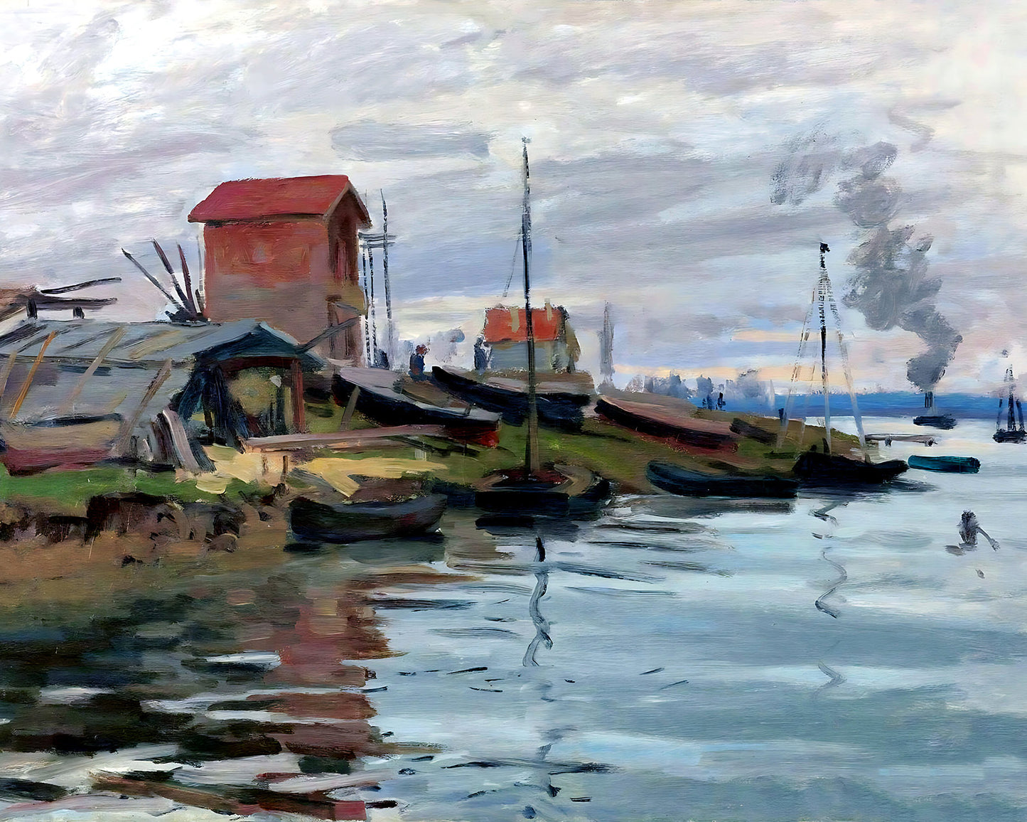 The Seine at Petit-Gennevilliers Painting by Claude Monet 8x10" Art Print