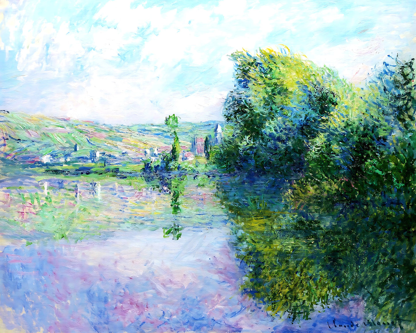 The Siene at Vetheuil Painting by Claude Monet 8x10" Art Print