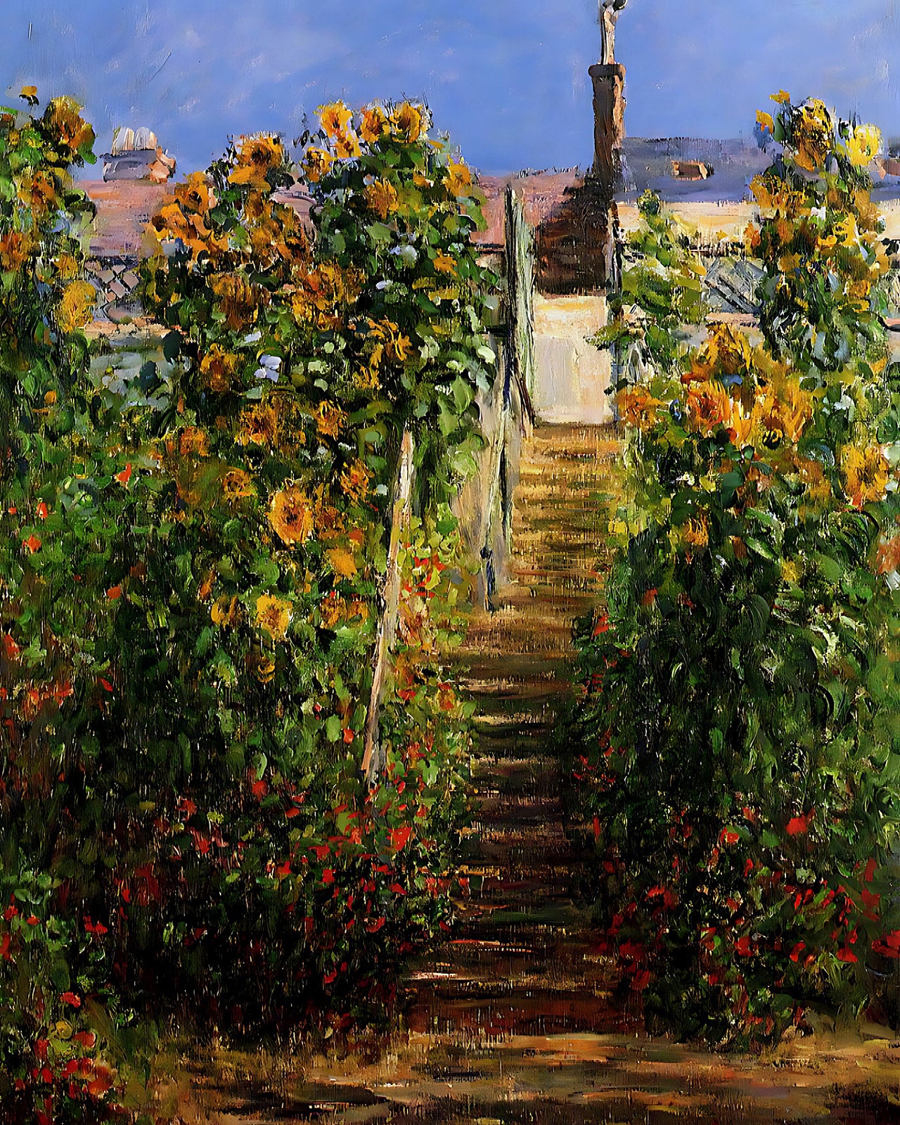 The Steps at Vetheuil Painting by Claude Monet 8x10" Art Print