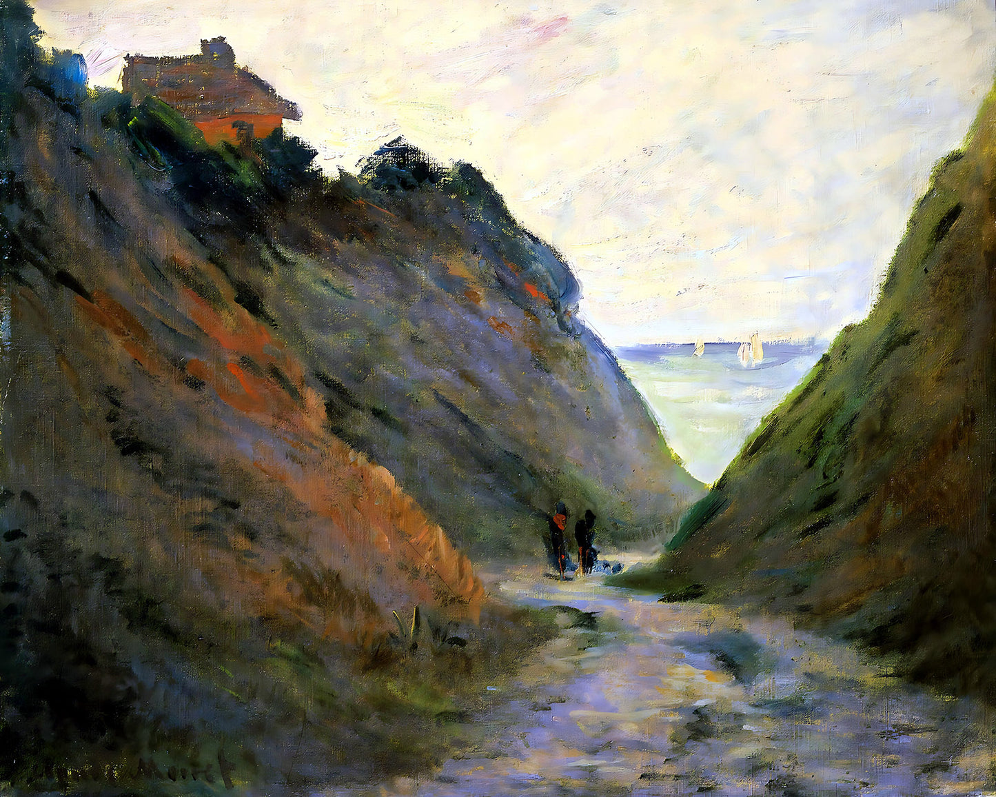 The Sunken Road in the Cliff at Varangeville Painting by Claude Monet 8x10" Art Print