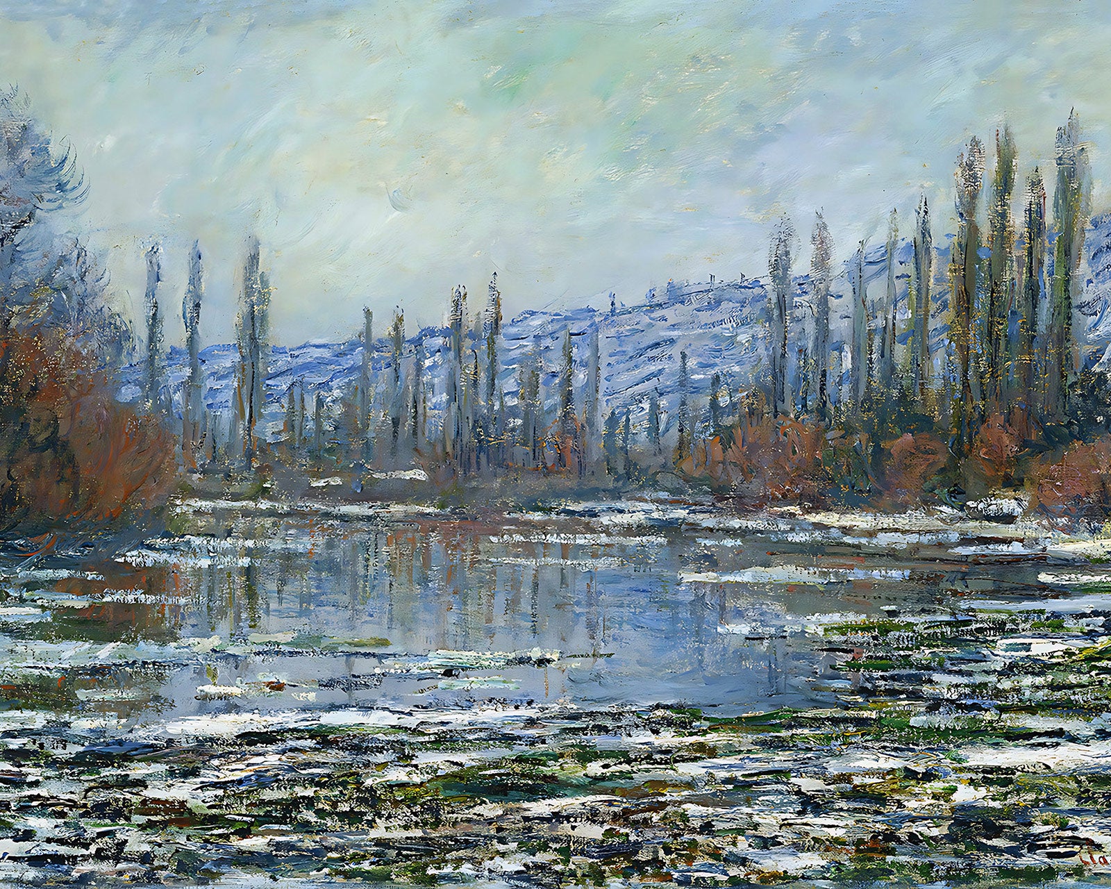 The Thaw at Vetheuil Painting by Claude Monet 8x10" Art Print