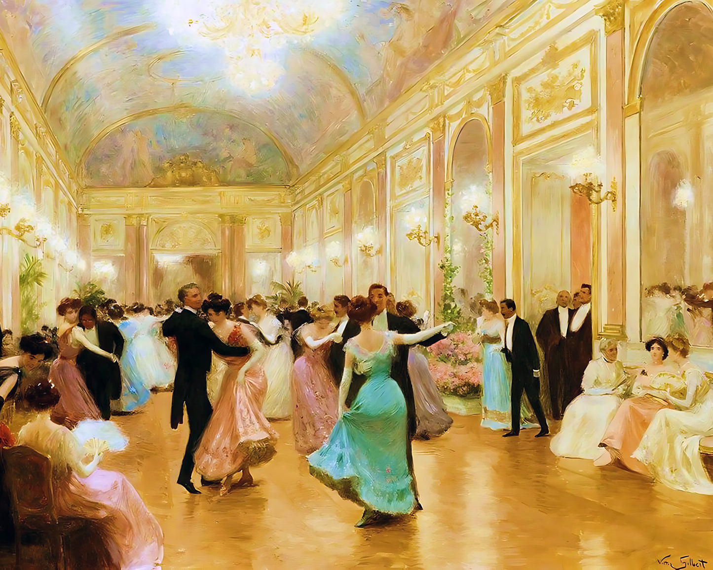 The Ball or An Elegant Evening Painting by Victor Gilbert 8x10" Art Print