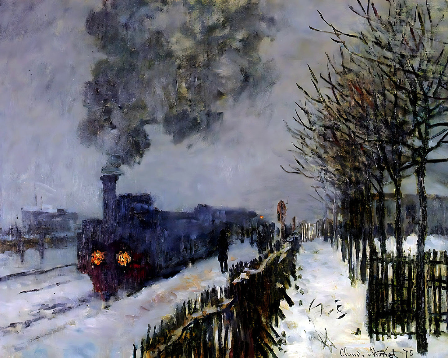 Train in the Snow or The Locomotive Painting by Claude Monet 8x10" Art Print