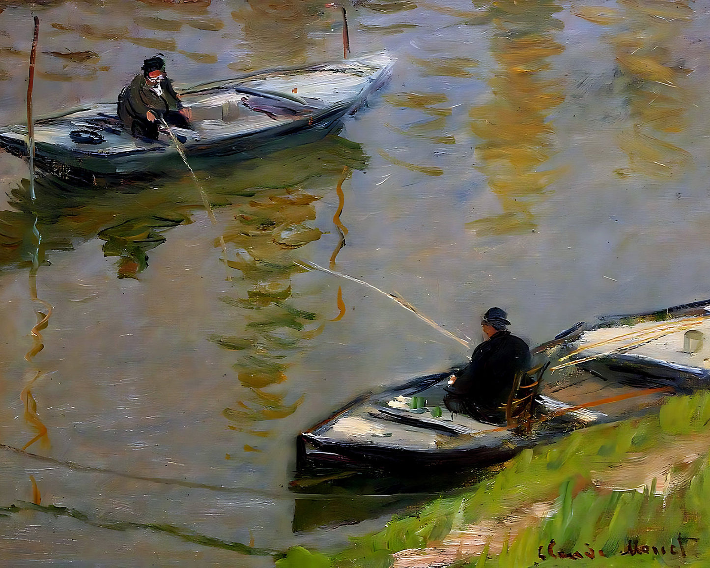 Two Anglers Painting by Claude Monet 8x10" Art Print