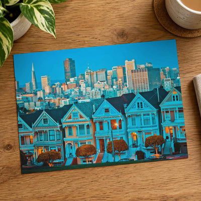 Famous Painted Ladies in Front of San Francisco Skyline Photo Print (7 Sizes)