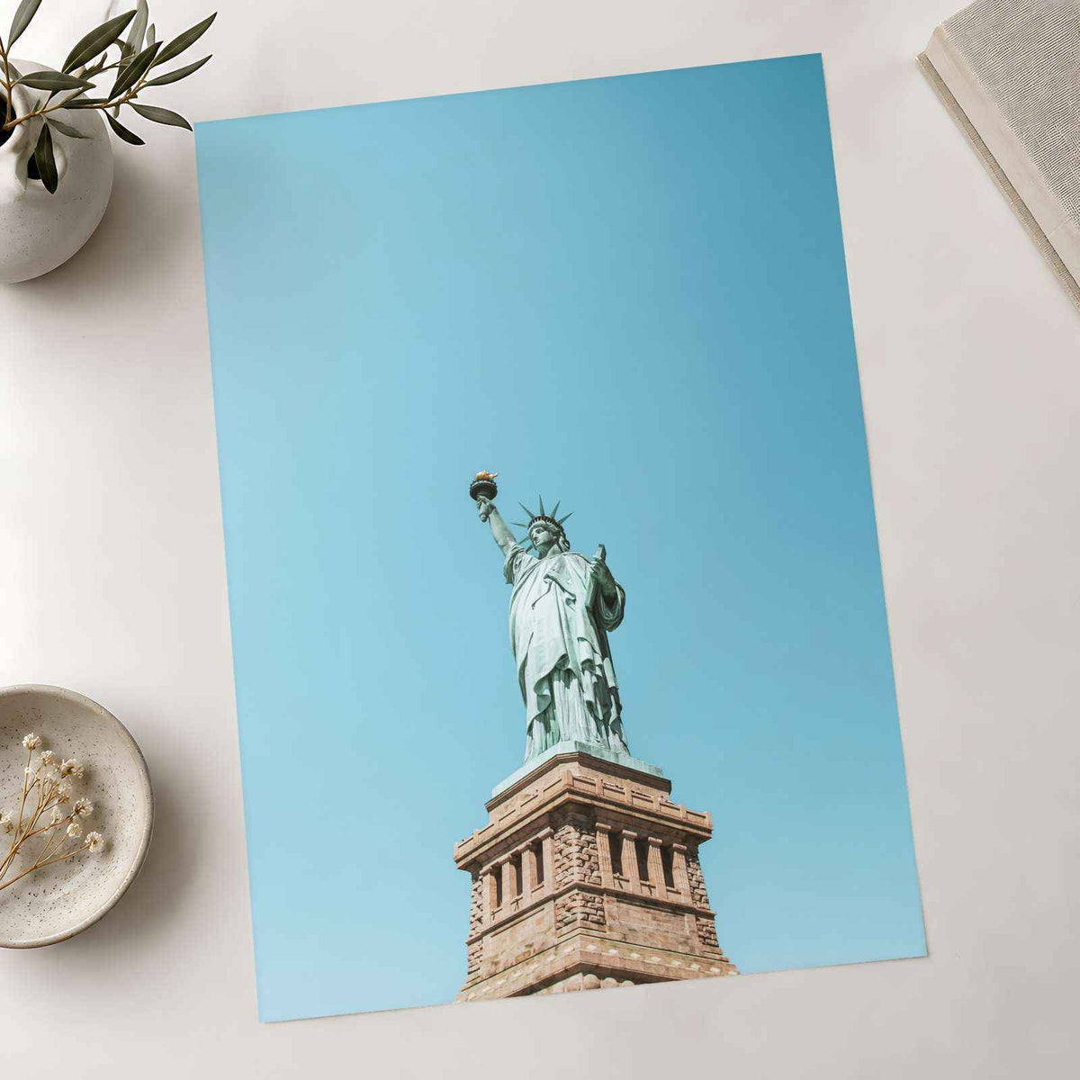 The Statue of Liberty Against Blue Sky New York City Photo Print (7 Sizes)
