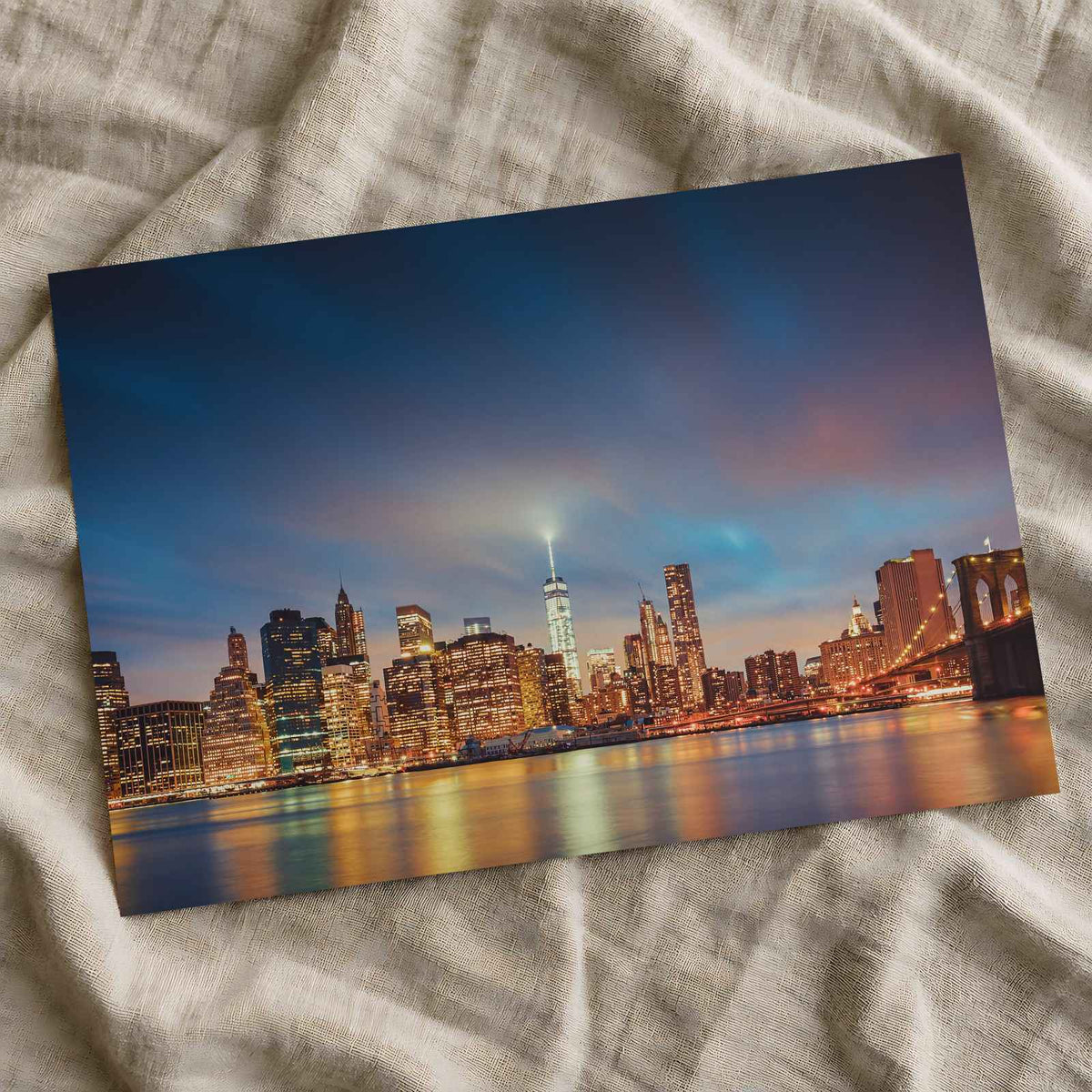 Panoramic View of New York by Night New York City Photo Wall Art (7 Sizes)