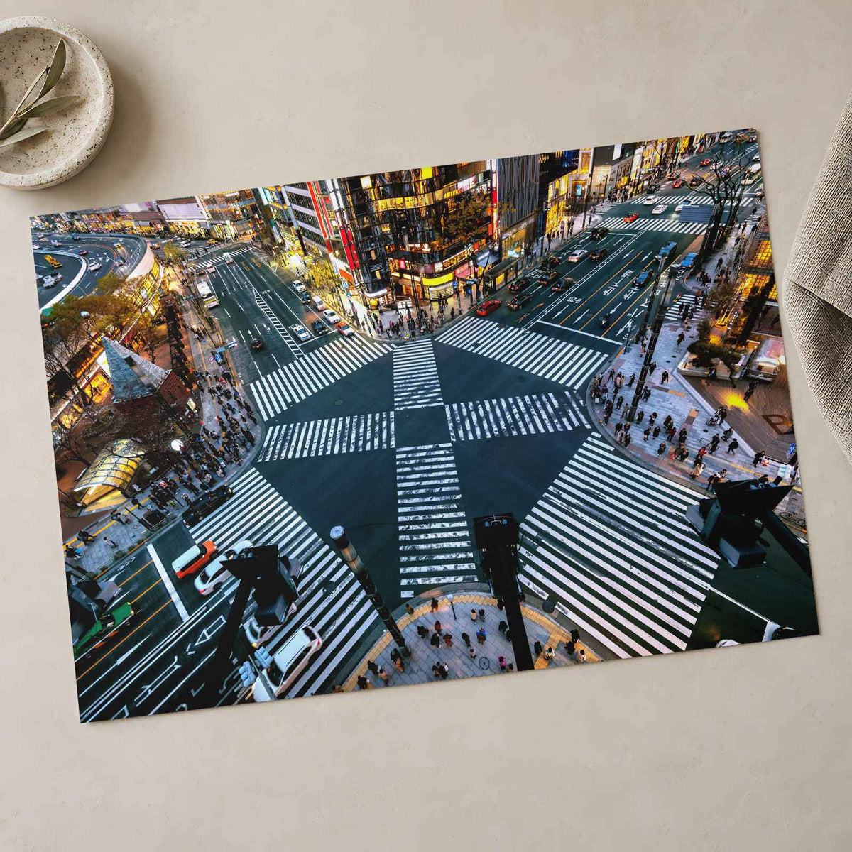 Aerial Intersection in Ginza, Tokyo, Japan Photo Wall Art (7 Sizes) - Frameable