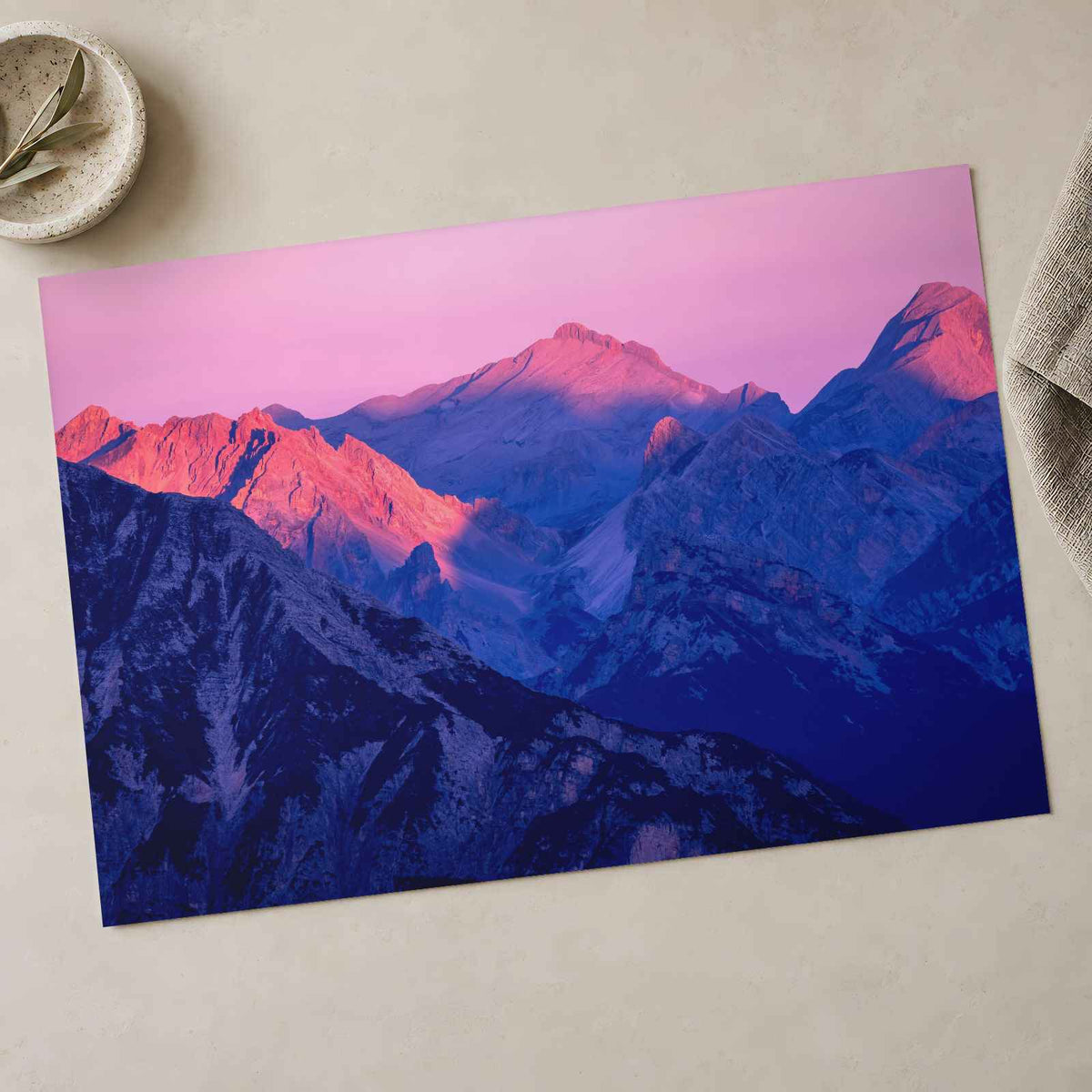 Mountain Range at Sunset Photographic Art Print (7 Sizes) - Printed in USA