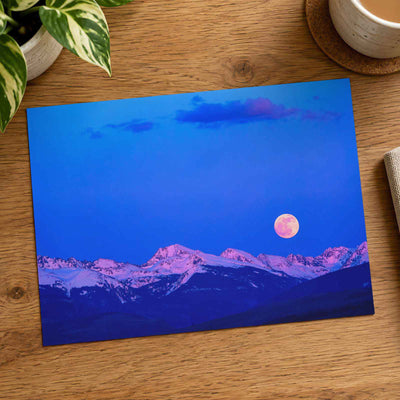 Moon Rising Over Snowy Peaks Photography Print (7 Sizes) - Heavyweight
