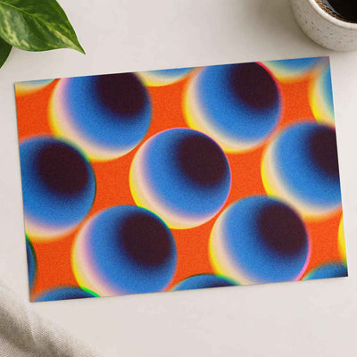 Blue Spheres Against a Vibrant Orange Matte Art Print (7 Sizes) - High Quality