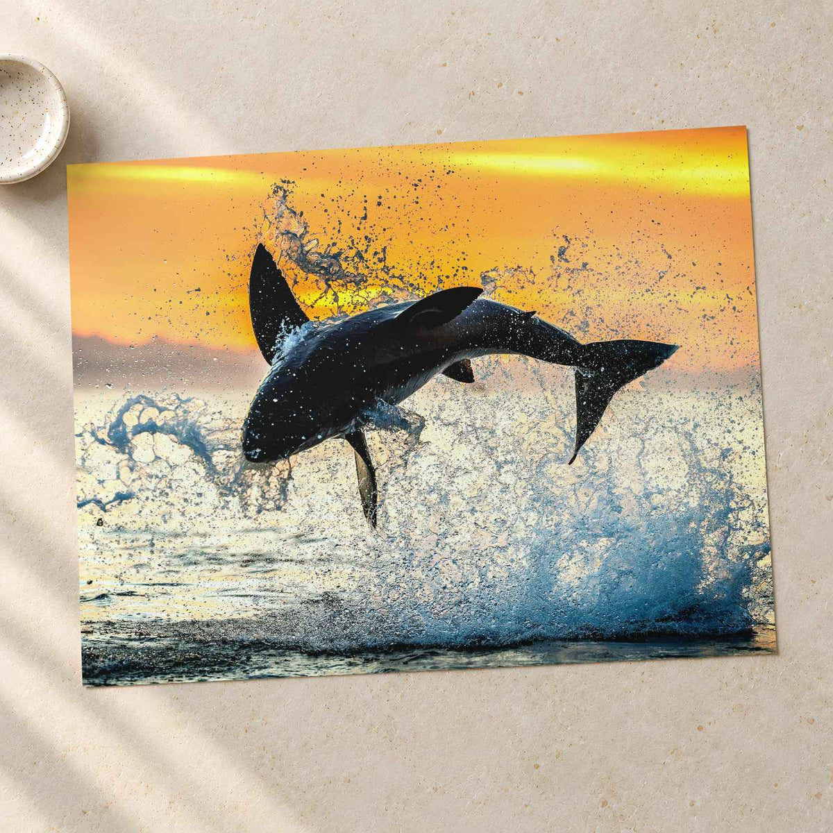Jumping Great White Shark Photo Wall Print (5 Sizes) - Premium Quality