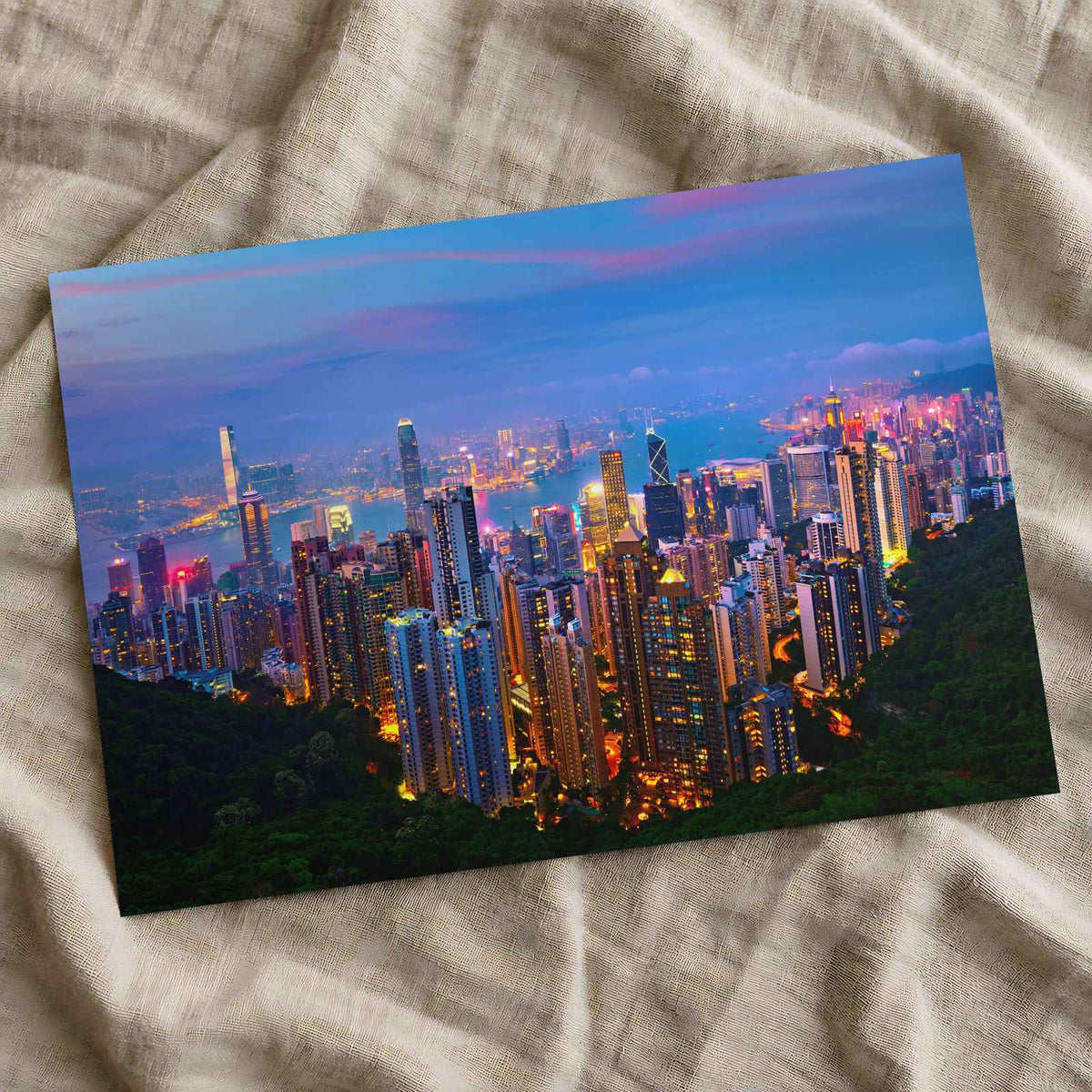 Hong Kong at Night from Mountains Photographic Art Print (7 Sizes) - Frameable