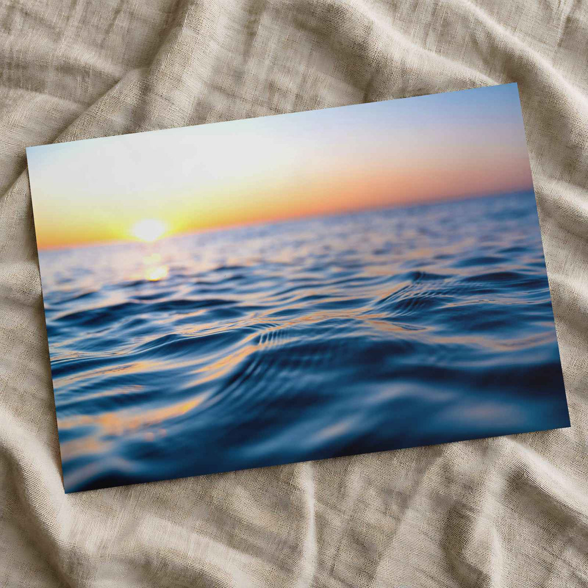 Sun Setting Over Ocean on Golden Photo Wall Print (7 Sizes) - Shipped Flat