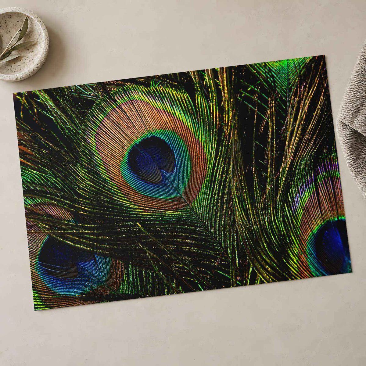 Close Up of Peacock's Tail Feathers Photo Wall Print (7 Sizes) - High Quality