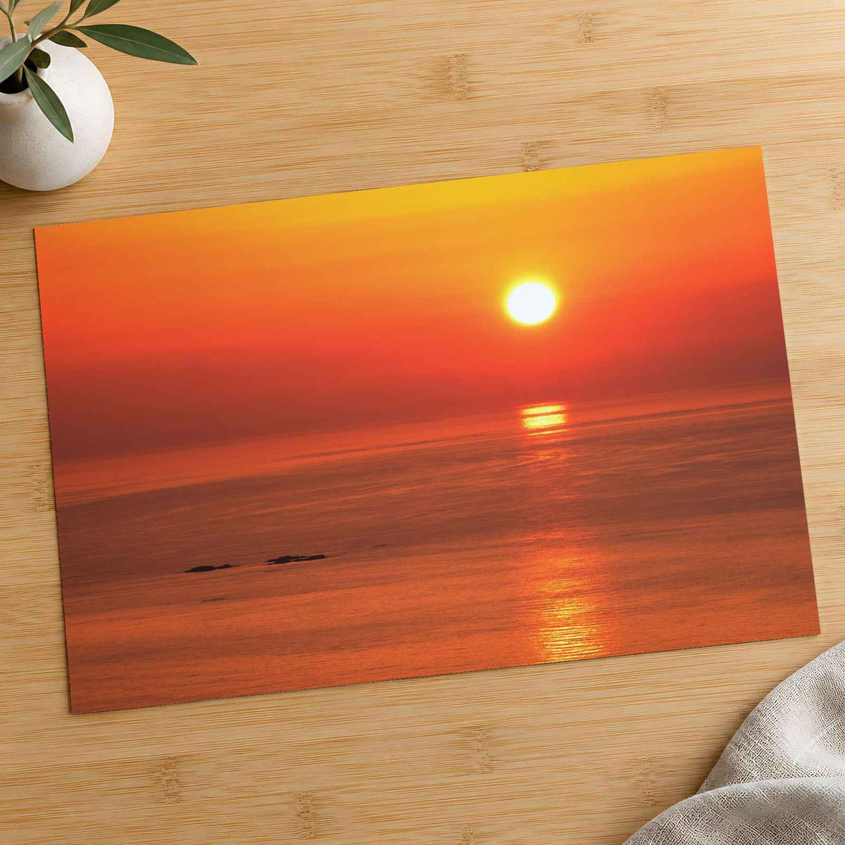 Red and Orange Ocean Sunset Photo Print (7 Sizes) - Shipped Flat