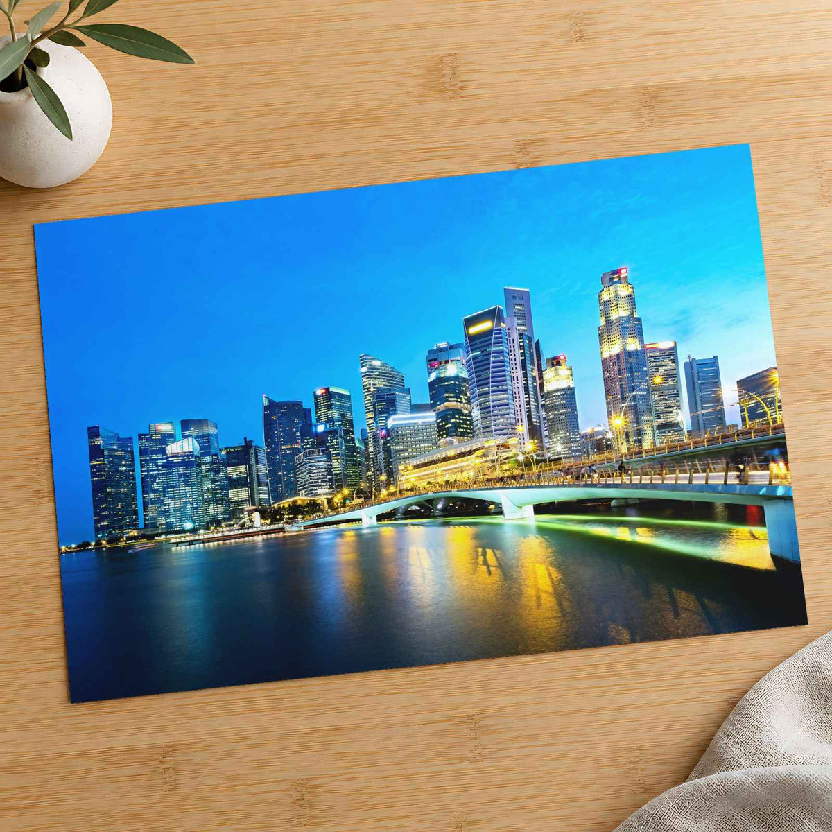 Singapore Skyline in Evening, Marina Bay Photography Print (7 Sizes) - Frameable