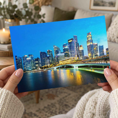Singapore Skyline in Evening, Marina Bay Photography Print (7 Sizes) - Frameable