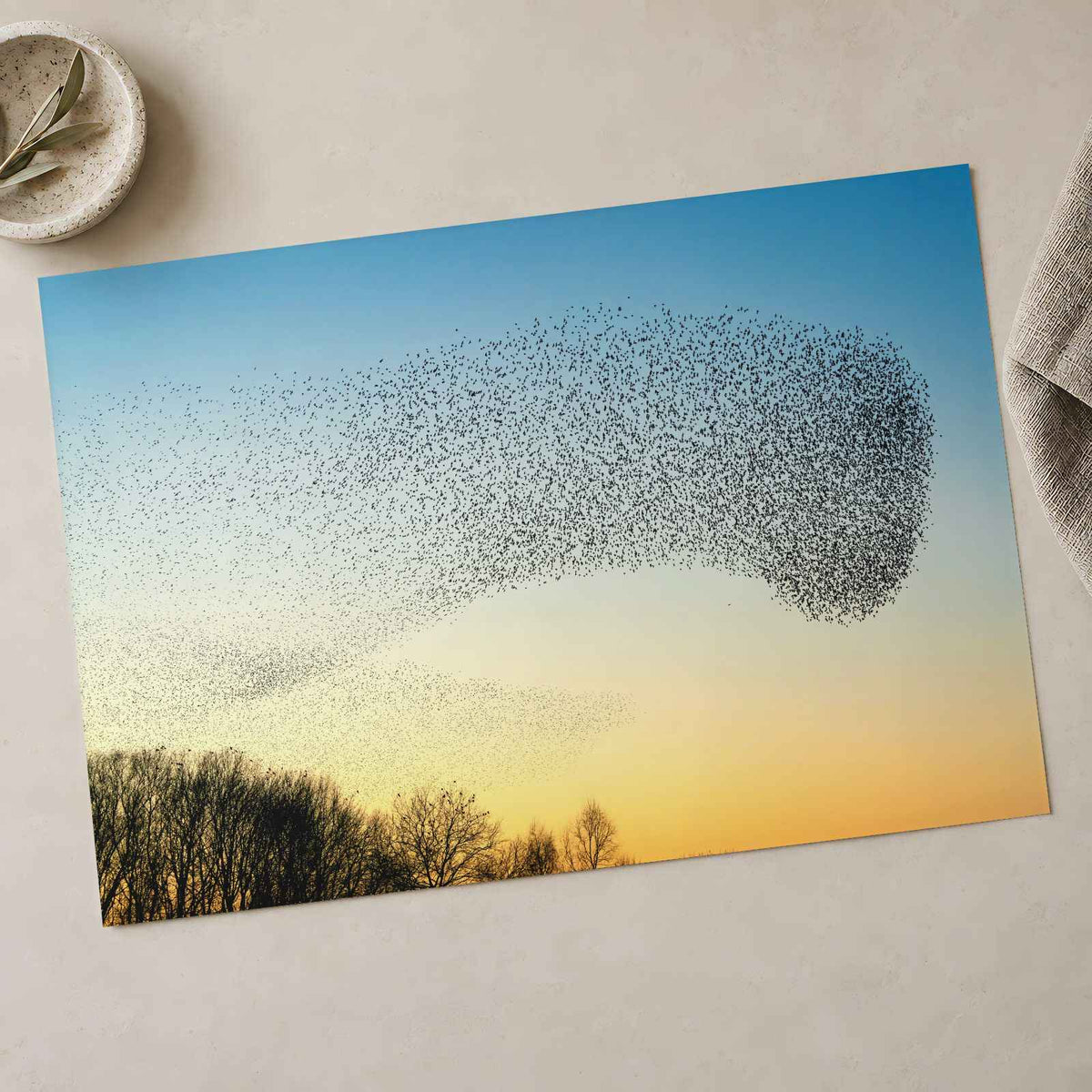 Flock of Starlings Above Trees Photo Wall Print (7 Sizes) - Shipped Flat