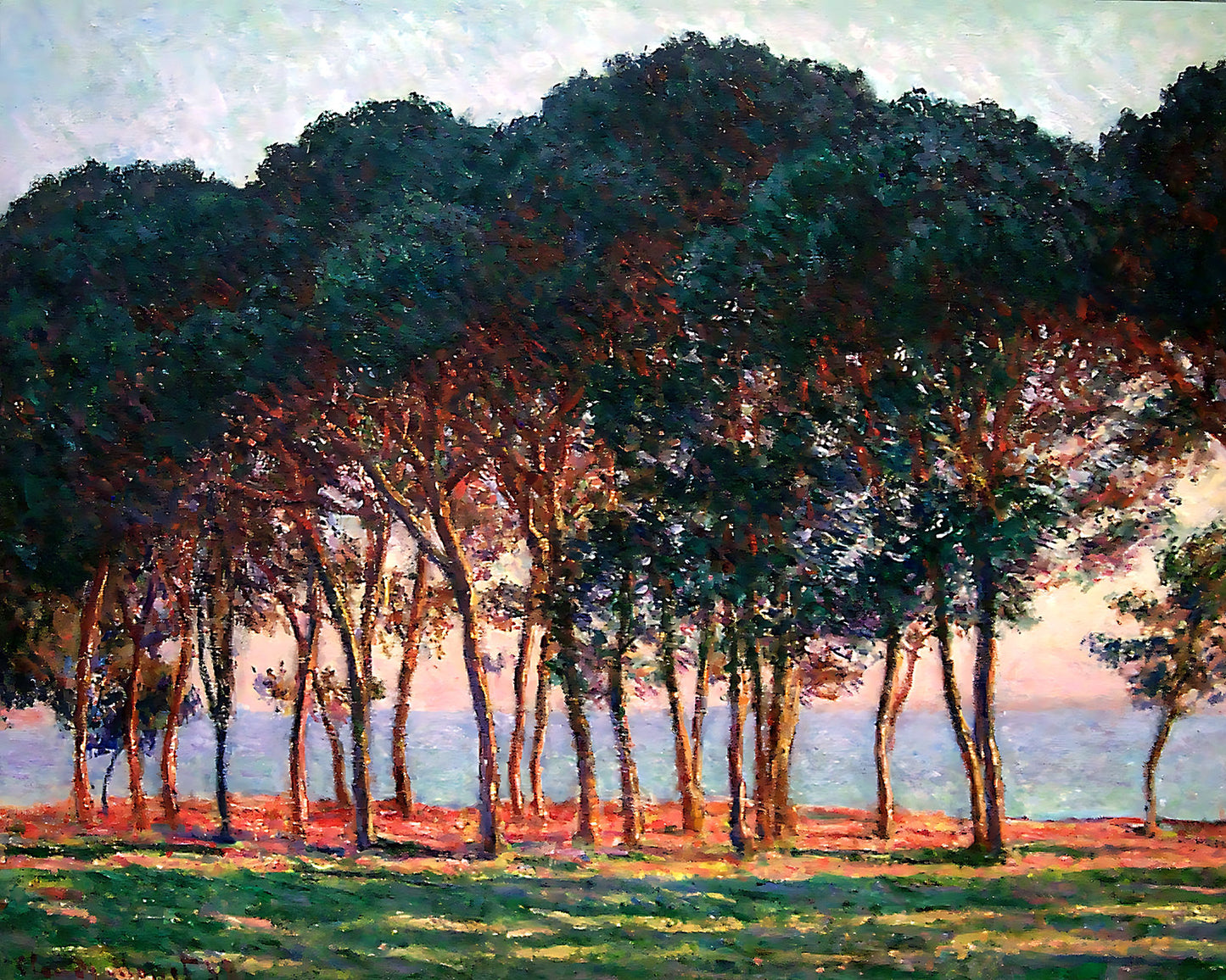 Under the Pine Trees at the End of the Day Painting by Claude Monet 8x10" Art Print