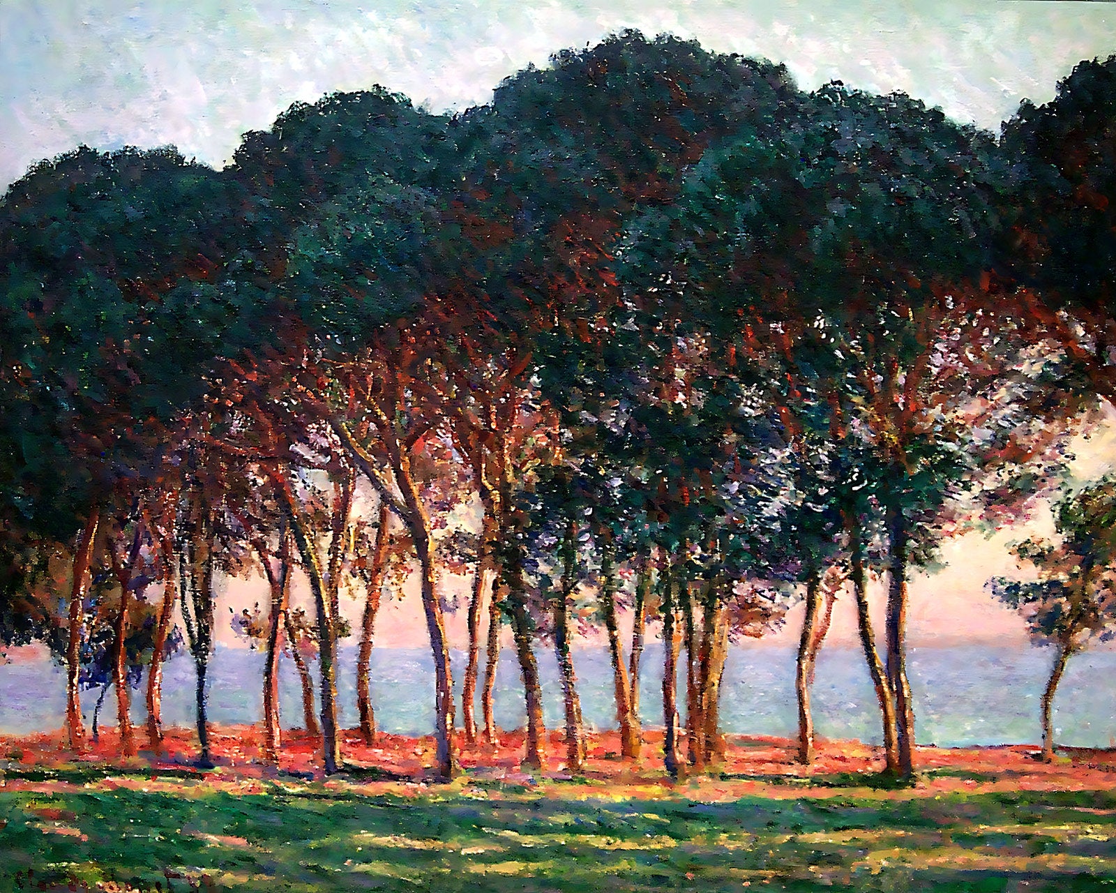 Under the Pine Trees at the End of the Day Painting by Claude Monet 8x10" Art Print