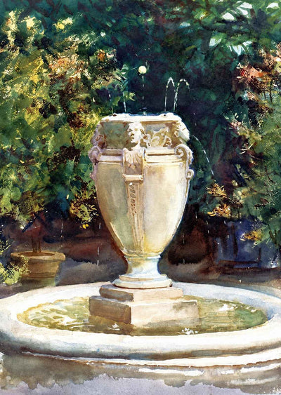 Vase Fountain, Pocantico Art Print 1917 by John Singer Sargent (6 Sizes)