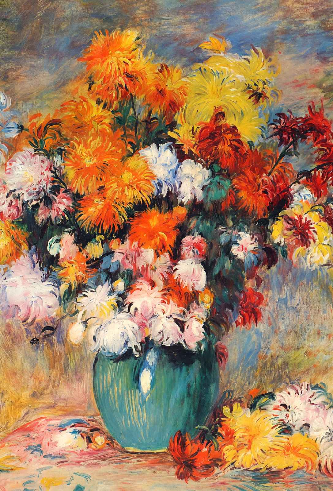 Vase of Chrysanthemums Fine Art Print 1890 by Pierre-Auguste Renoir (6 Sizes)