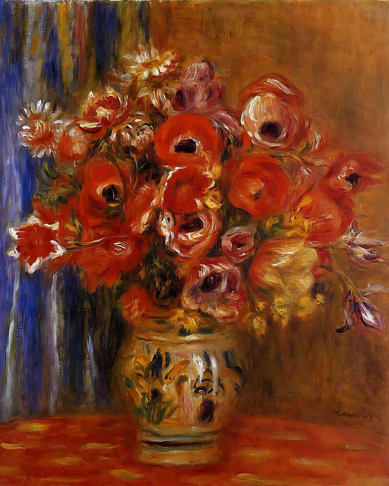 Vase of Tulips and Anemones Painting by Pierre-Auguste Renoir 8x10" Art Print