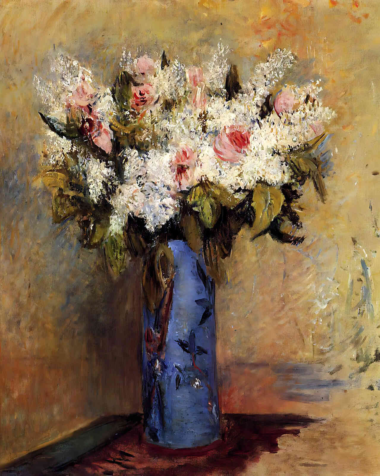 Vase of Lilacs and Roses Painting by Pierre-Auguste Renoir 8x10" Art Print