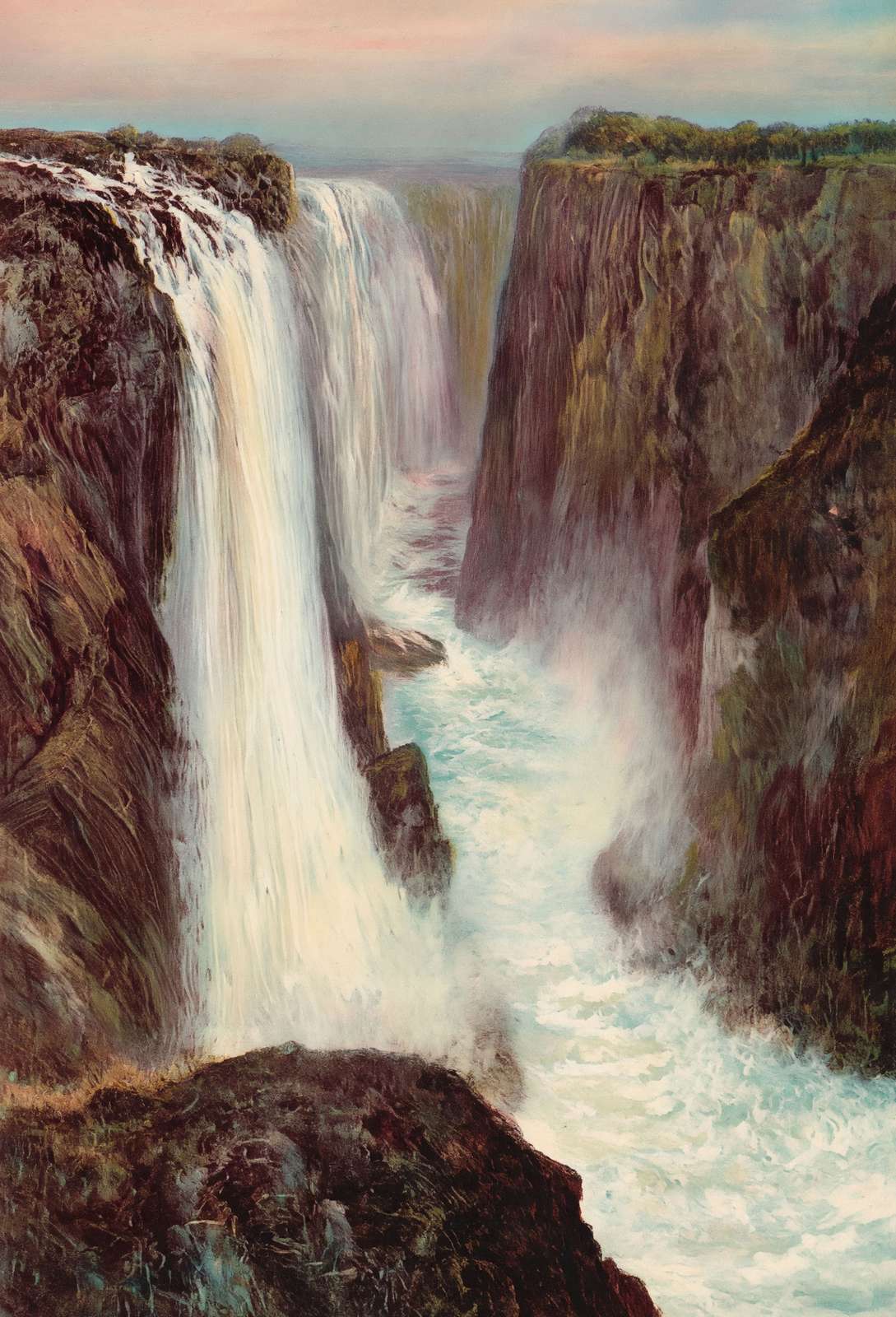 Victoria Falls Looking North from Livingstone Island Vintage Print (6 Sizes)