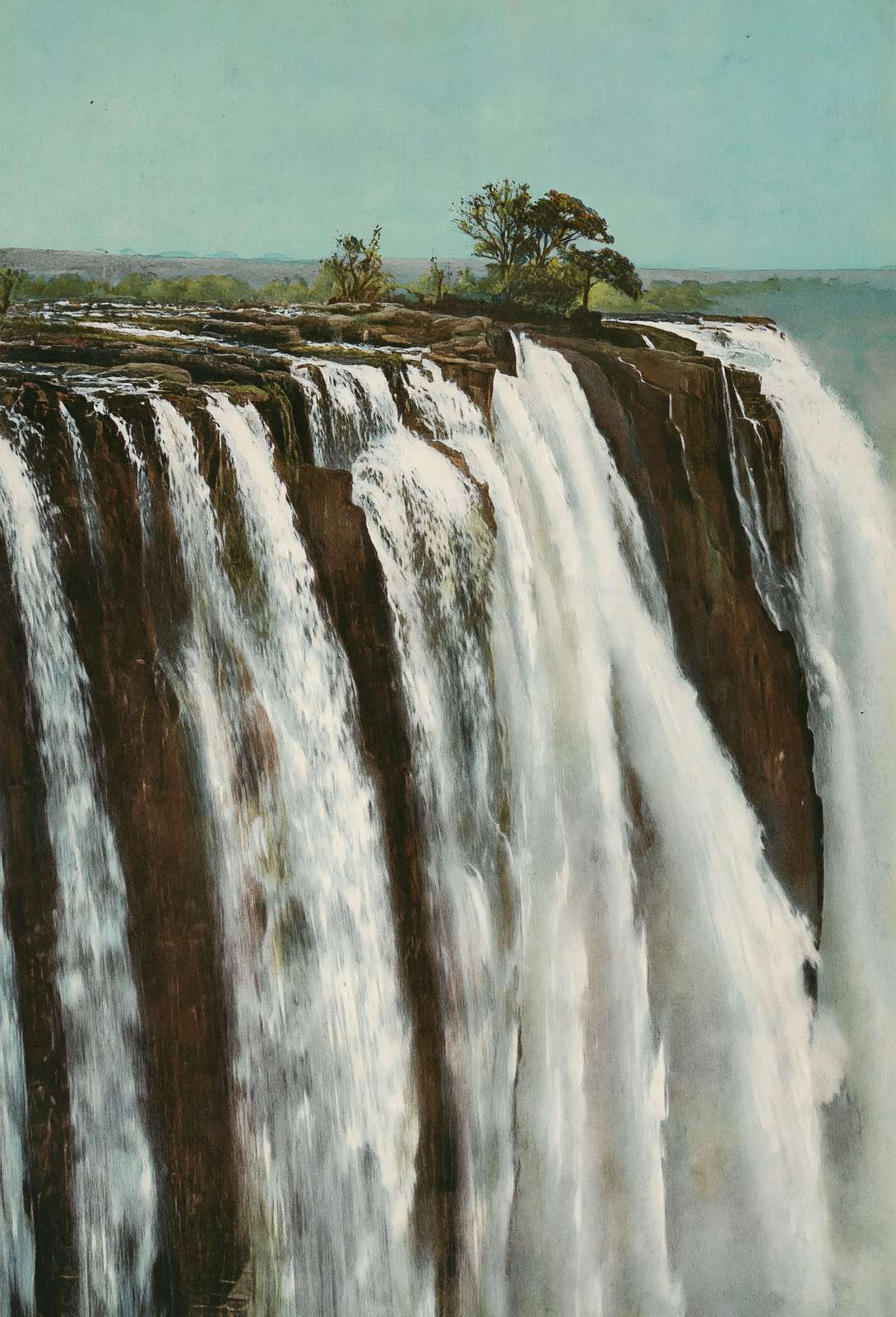 Victoria Falls from Livingstone Island in 1908 Vintage Print (7 Sizes)