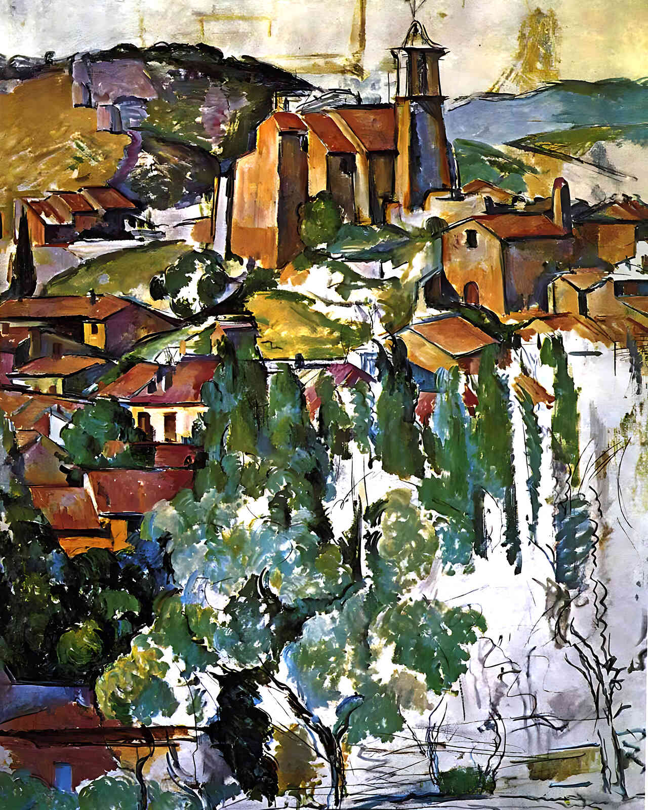 View of Gardanne Painting by Paul Cezanne 8x10" Art Print - Premium Quality