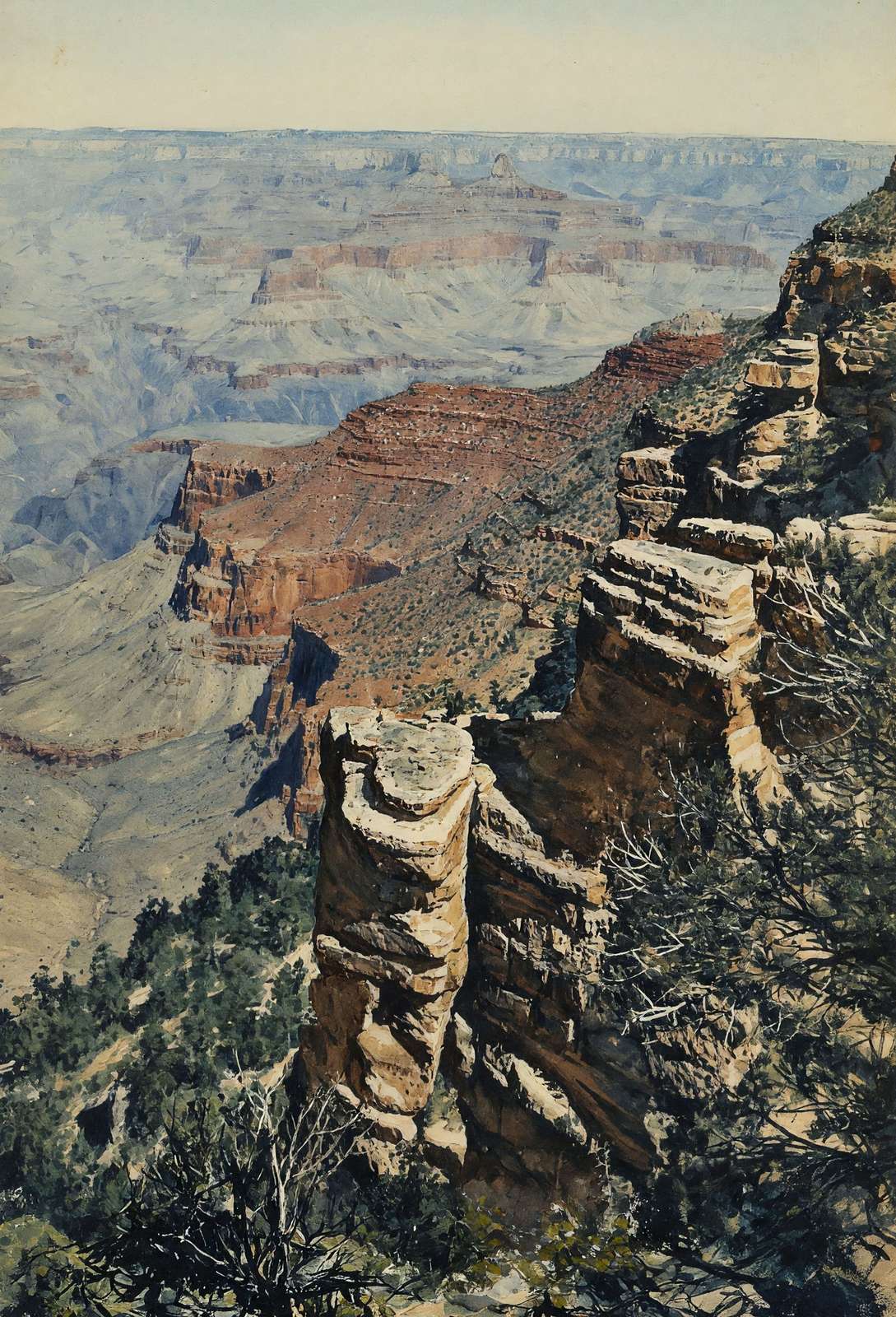 View East of Bright Angel Hotel Grand Canyon in 1907 Art Print (7 Sizes)