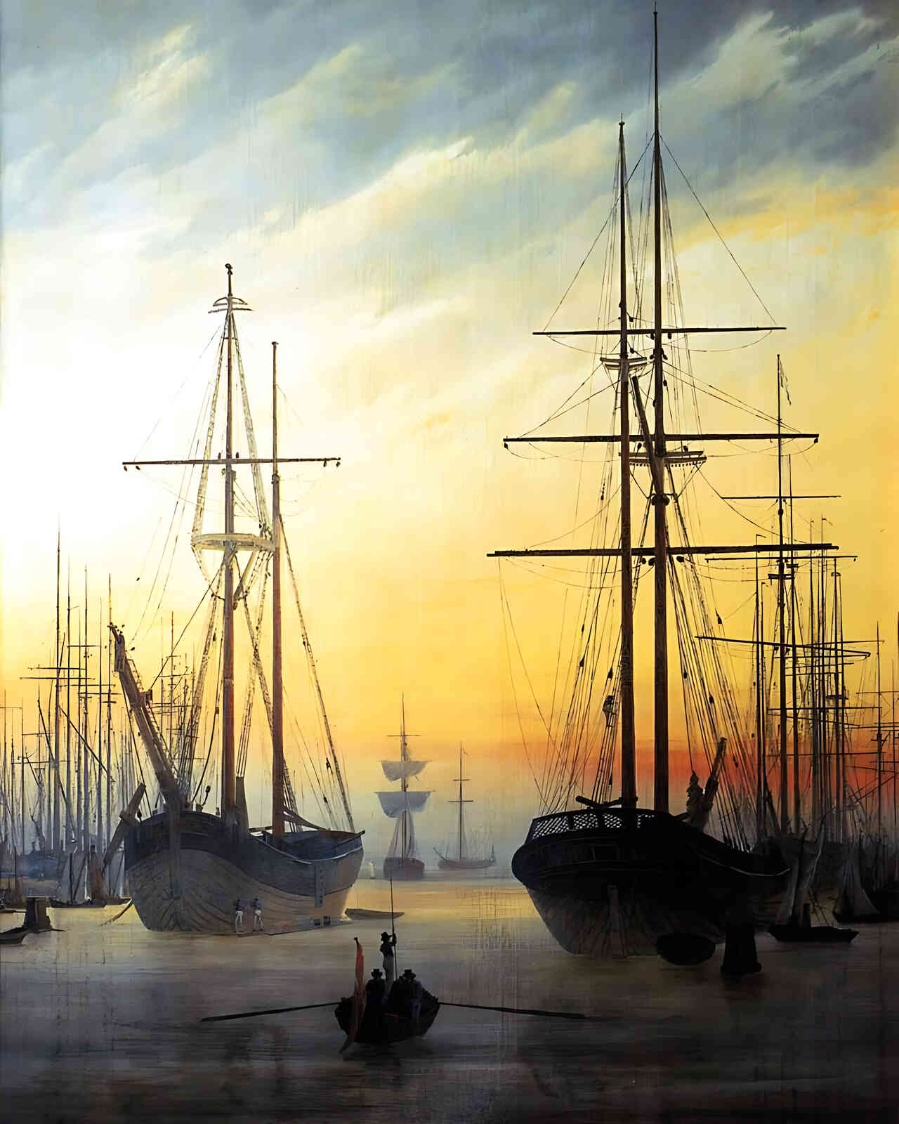 View of a Harbour Painting by Caspar David Friedrich 8x10" Art Print - Acid Free