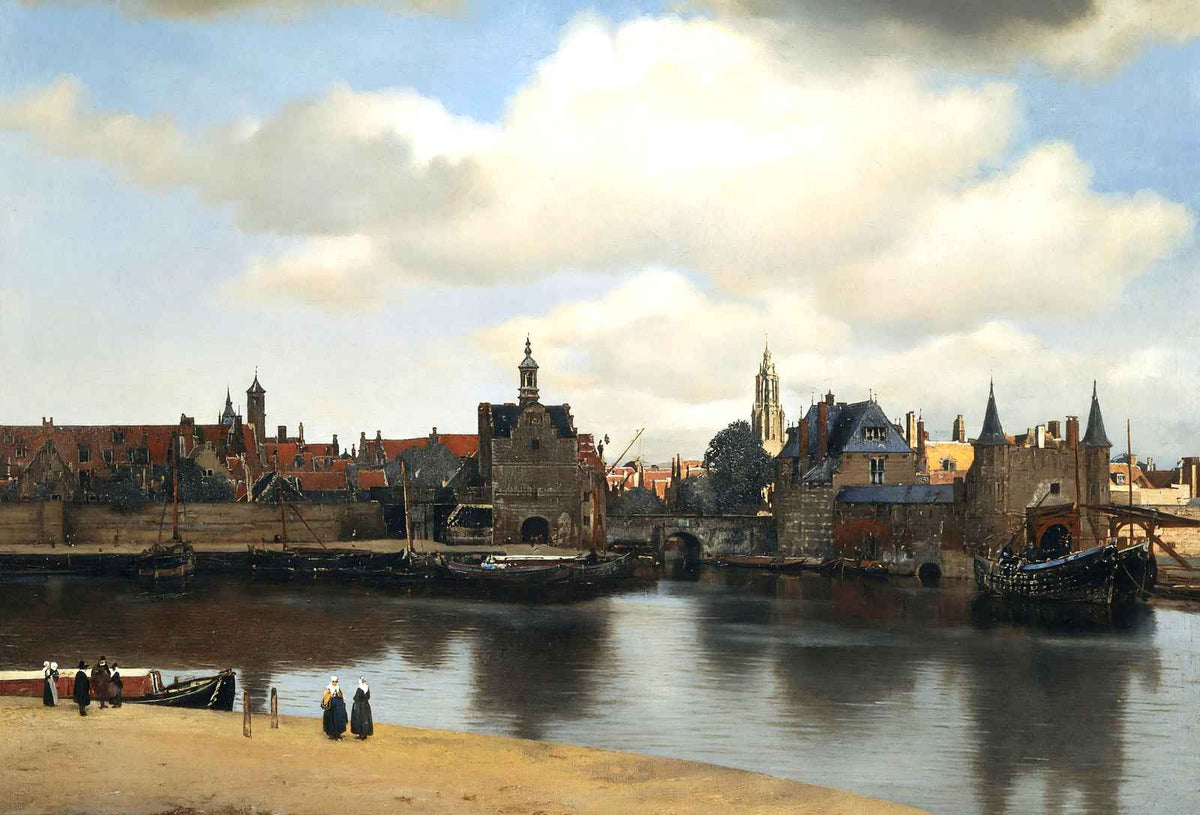 View of Delft 1661 Painting by Johannes Vermeer Art Print (6 Sizes) - Restored