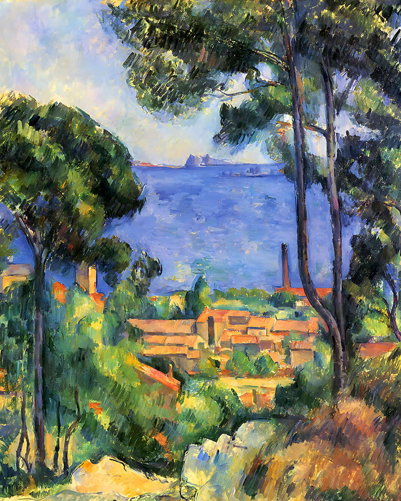View of L'Estaque and Chateaux D'If Painting by Paul Cezanne 8x10" Art Print