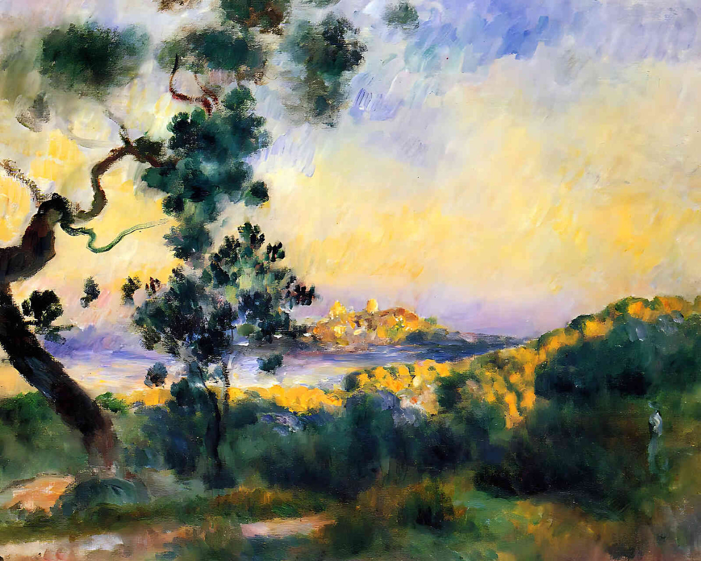 View of Antibes Painting by Pierre-Auguste Renoir 8x10" Art Print - Restored