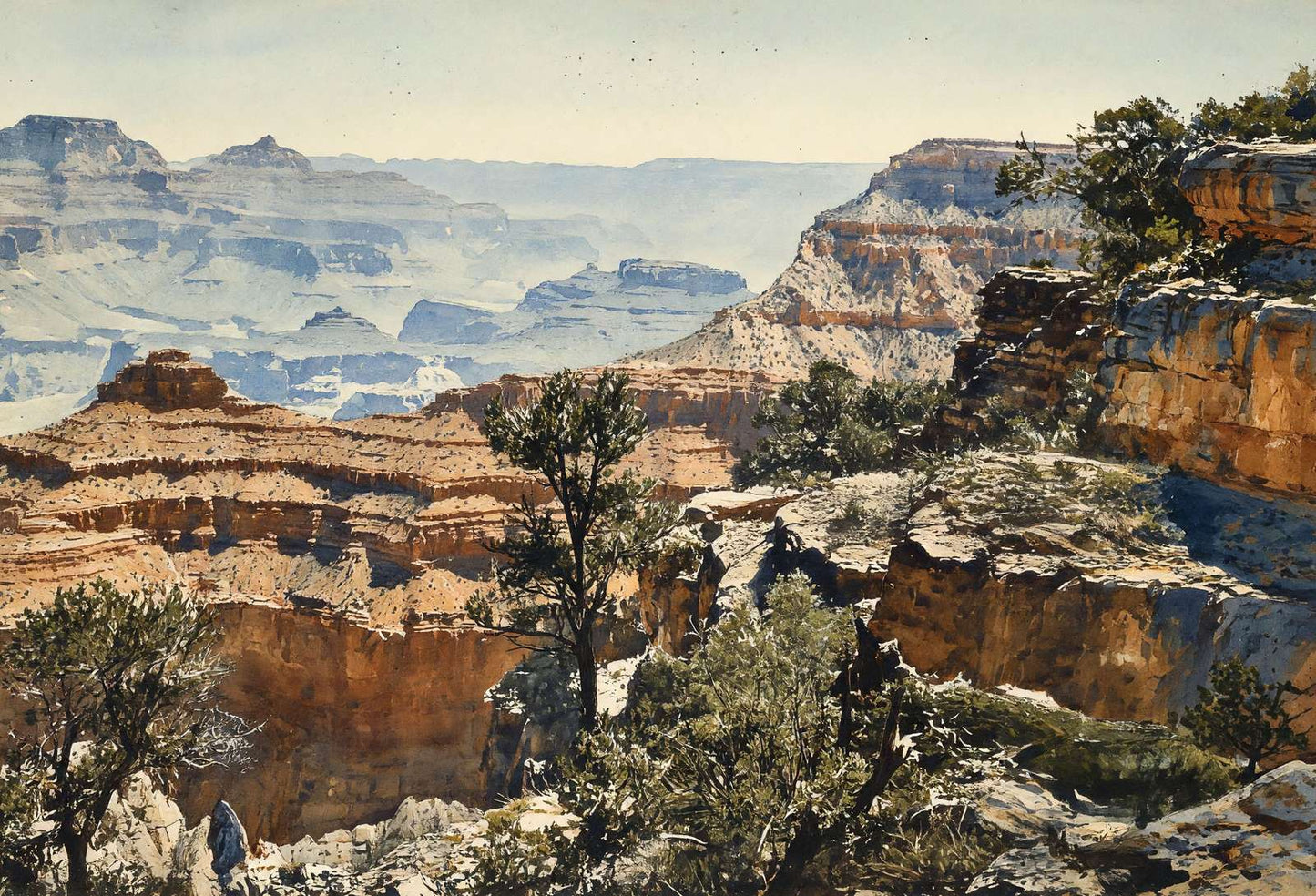 View from the Rim Grand Canyon in 1907 Painting Print (7 Sizes) - Enhanced