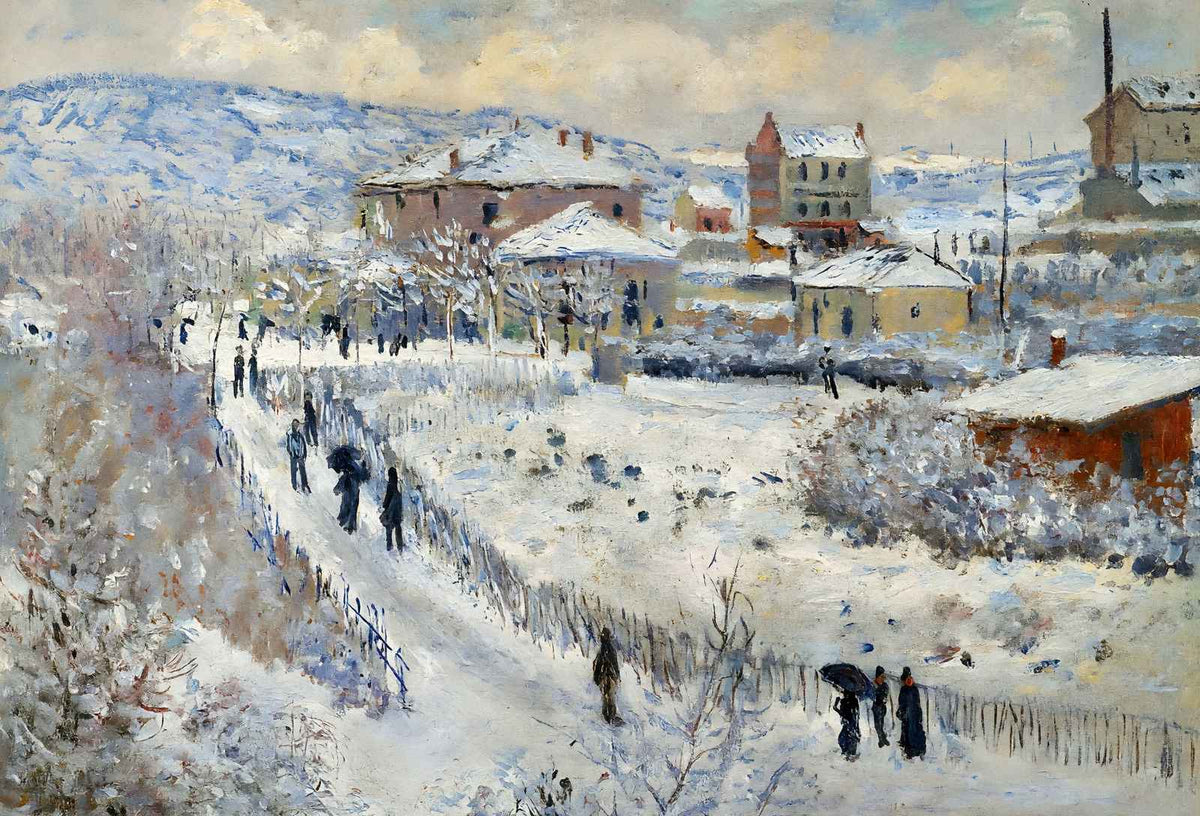 View of Argenteuil in the Snow Fine Art Print 1875 by Claude Monet (6 Sizes)