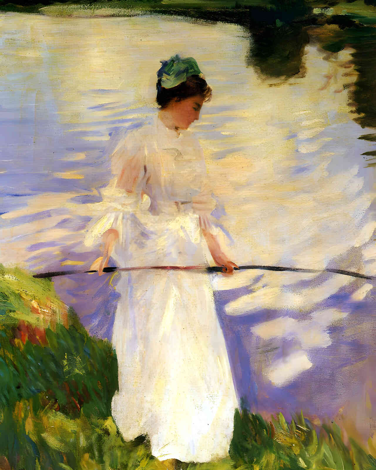 Violet Fishing 1889 Painting by John Singer Sargent 8x10" Art Print